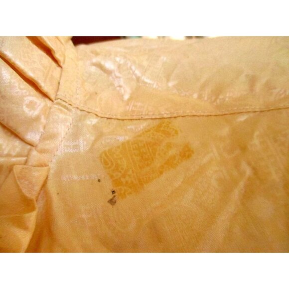 Vintage 1960's True Mod Blouse Yellow Ruffled With 3/4 Sleeves & High Neckline - Picture 7 of 9